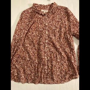 LOFT red orange pink blouse xxl